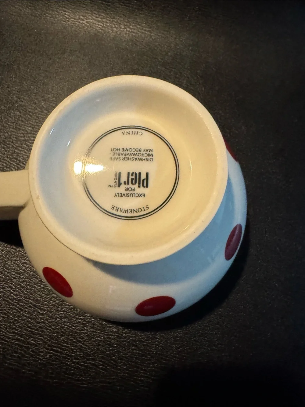 White Ceramic Teacup with Red Polka Dots
